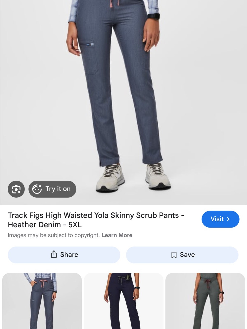 Figs Yola pants in Heather Denim - Picture 2 of 3